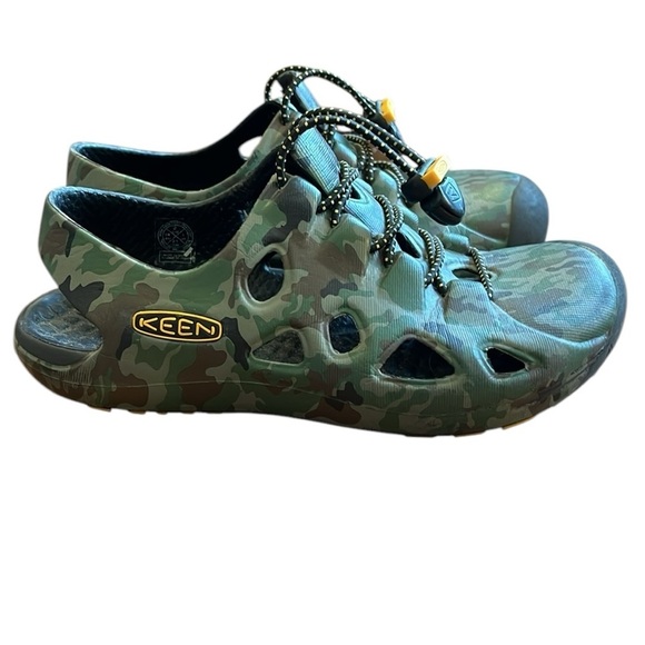 Keen Tie Up Sport Sandal Camo Green Water Hike Walk Slip Resist Big Kids Size 2 - Picture 5 of 11